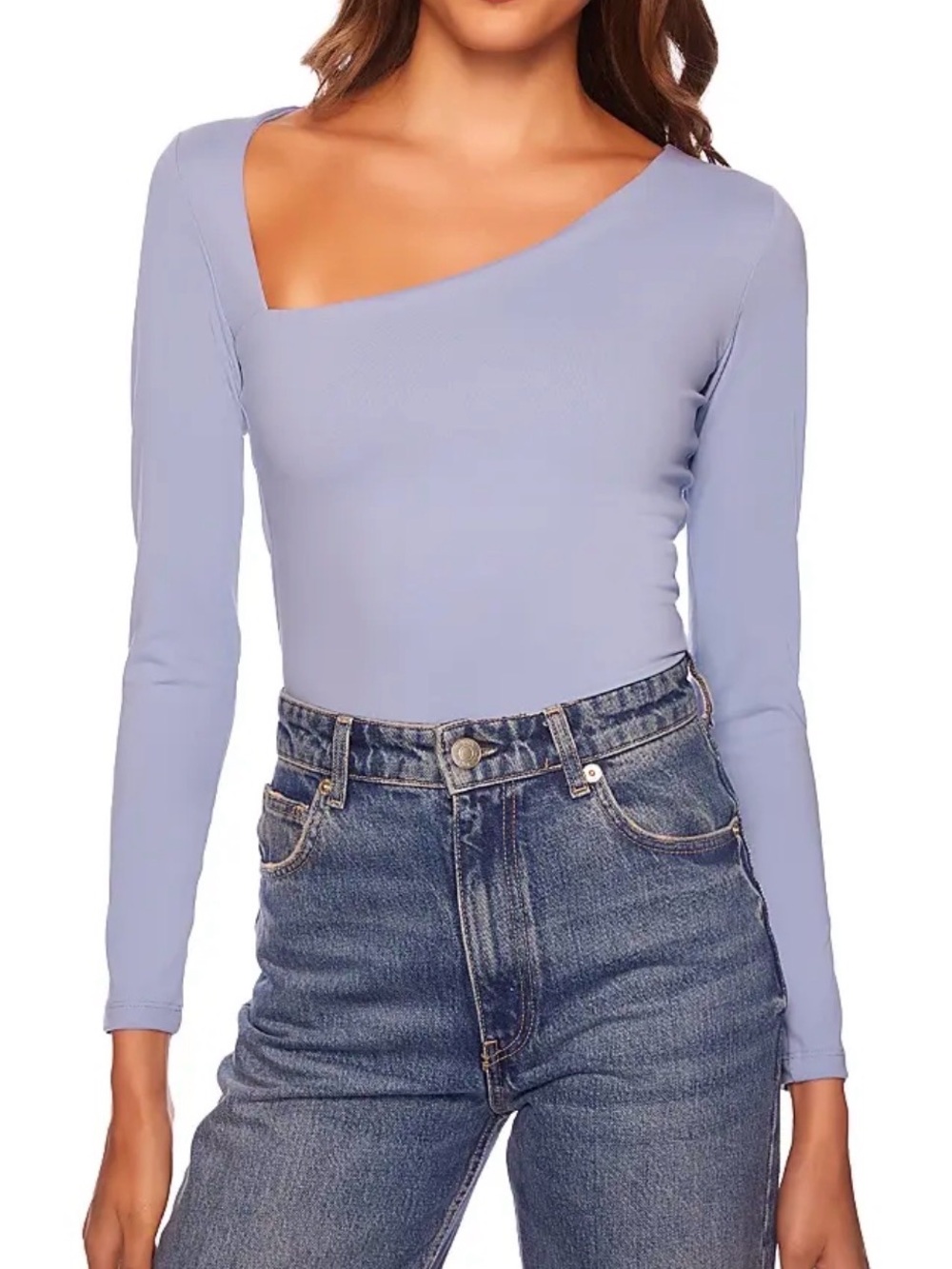 Susana Monaco Diagonal Neck Long Sleeve Top